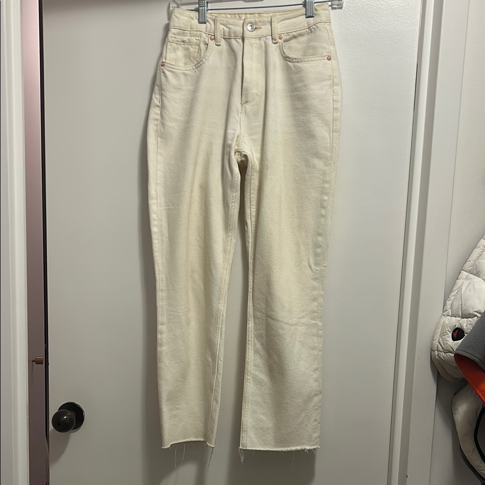 All Saints Cali Cream Straight-Leg slightly cropped Jeans 25
